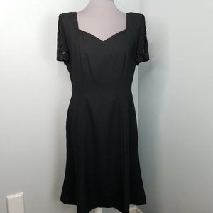 Black Cocktail Evening Dress Sequin Sleeves Sweetheart neckline